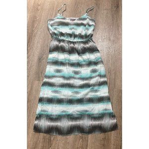 Vince Camuto Womens Spaghetti Strap Print Dress Rich Teal Size Small